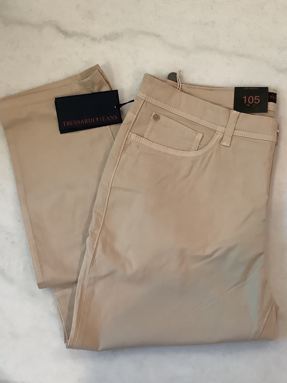 Trussardi 105 Skinny Fit Men's Light Beige Chinos, Brand New